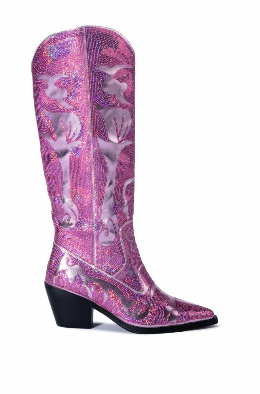 Shoes * | Azalea Wang My Sweetheart Sequin Embellished Boot In Pink