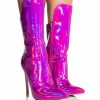 Shoes * | Azalea Wang Make My Heart Skip A Beat Holographic Stiletto Bootie In Pink