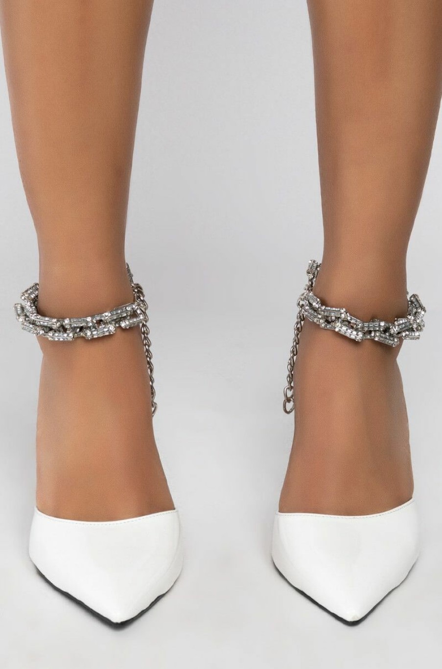 Shoes * | Azalea Wang Onto The Next Rhinestone Chain Pump In White