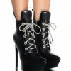 Shoes * | Azalea Wang Sweet Nothings Sexy Platform Stiletto Bootie In Black