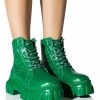 Shoes * | Azalea Wang Mercedes Puffer Flatform Boot In Green