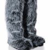 Shoes * | Azalea Wang Tundra Furry Over The Knee Boots In Gray Grey