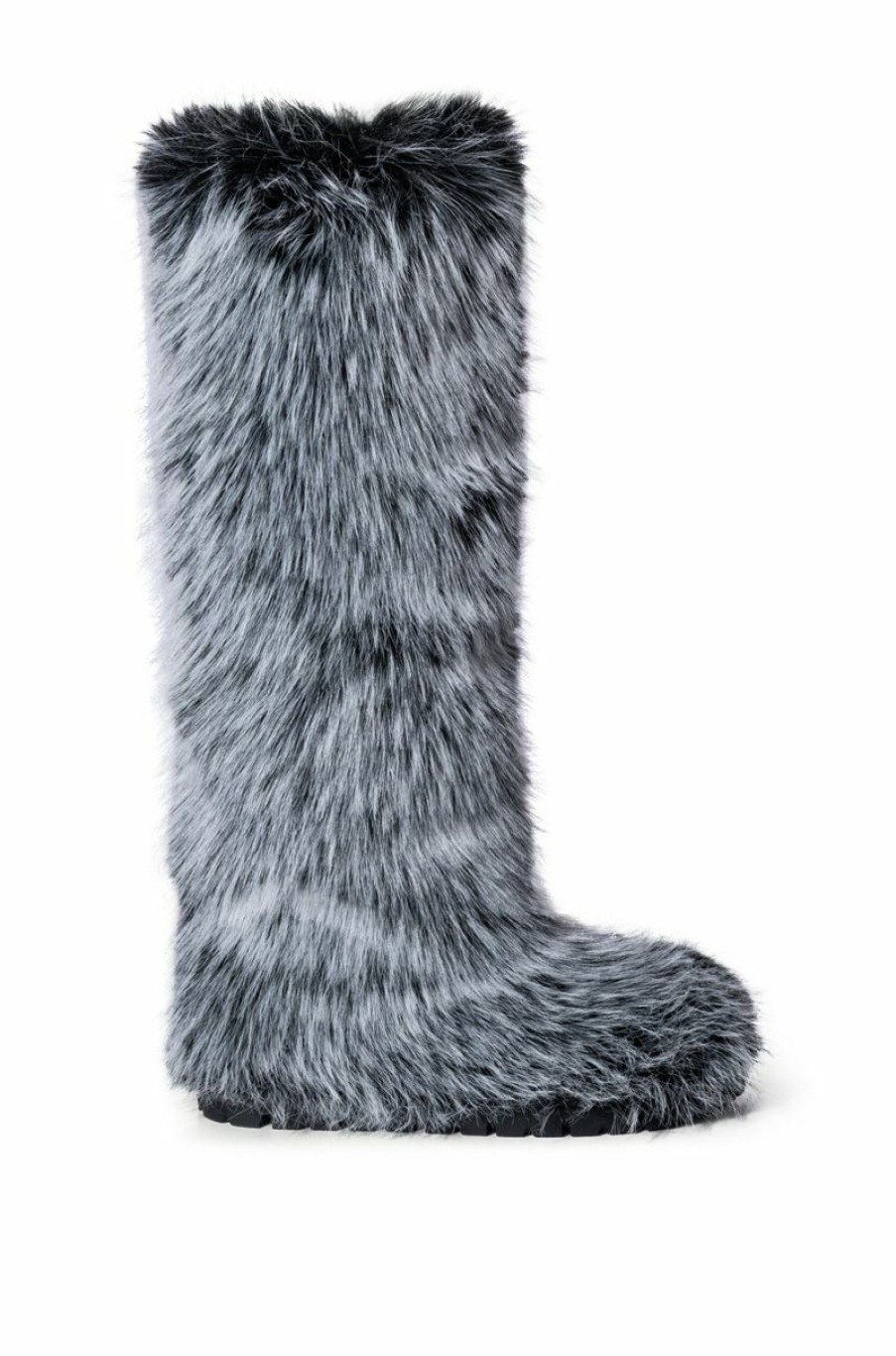 Shoes * | Azalea Wang Tundra Furry Over The Knee Boots In Gray Grey