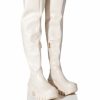 Shoes * | Azalea Wang Big Stepper Thigh High Flatform Boot In Cream