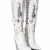 Shoes * | Azalea Wang Upbeat Rhinestone Embellished Western Boot In White