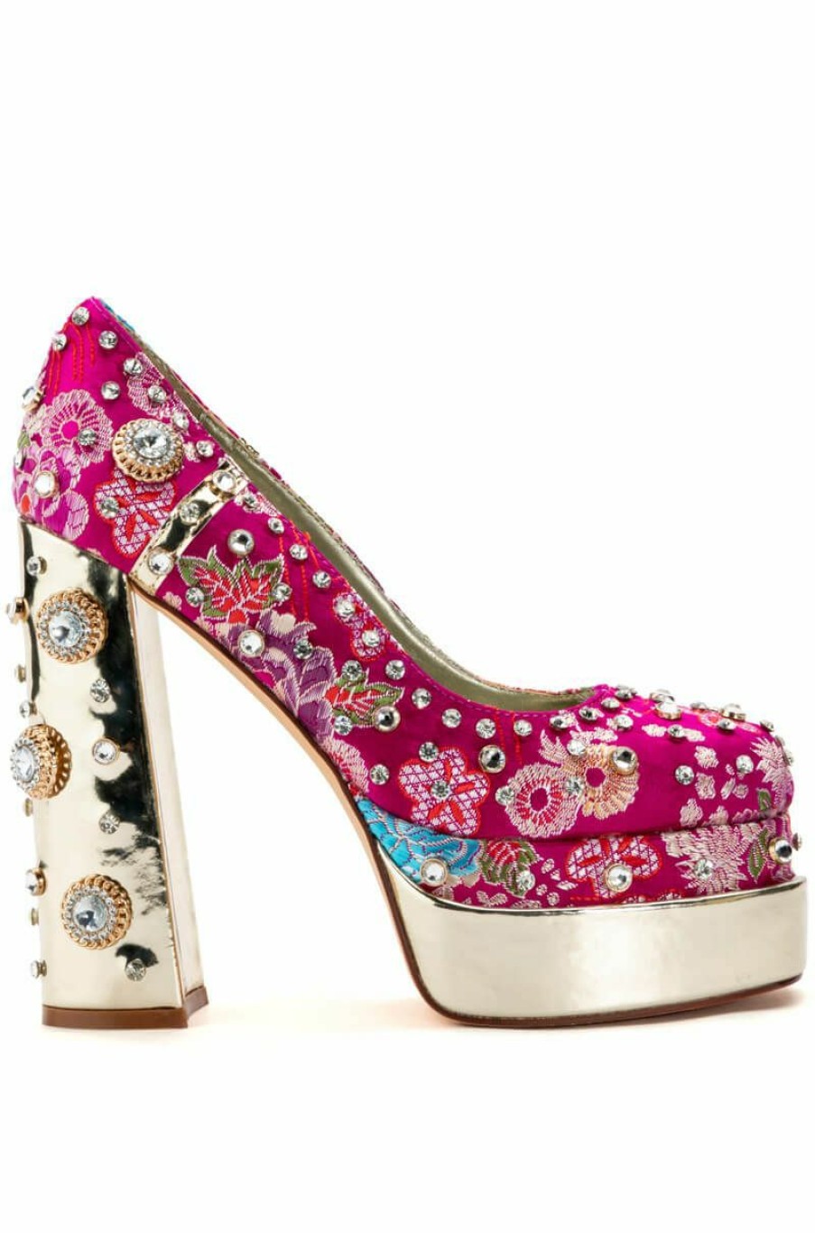 Shoes * | Azalea Wang Gemma Satin Embellished Pump In Pink