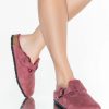 Shoes * | Birkenstock Boston Shearling Sandal In Maroon Burgundy