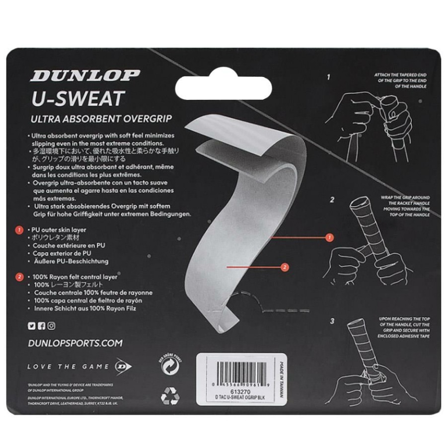 Overgrips * | Dunlop U-Sweat Overgrip 3 Pack Black