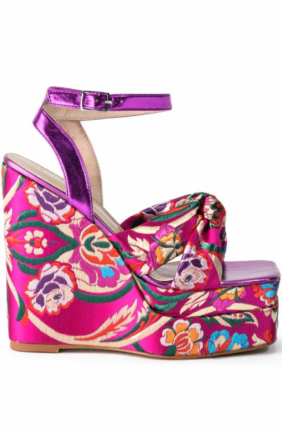 Shoes * | Azalea Wang Hayden Brocade Wedge Sandal Multi