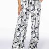 Bottoms * | Legendary Newspaper Print Wide Leg Trouser White Multi