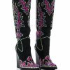 Shoes * | Azalea Wang Billings Embellished Western Boot In Black