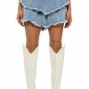 Bottoms * | Que Bailes Con Migo Denim Layered Mini Skirt Light Blue Denim