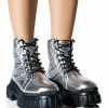 Shoes * | Azalea Wang Mercedes Puffer Flatform Boot In Silver