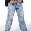 Bottoms * | Always First Straight Fit Acid Wash Jeans Medium Blue Denim