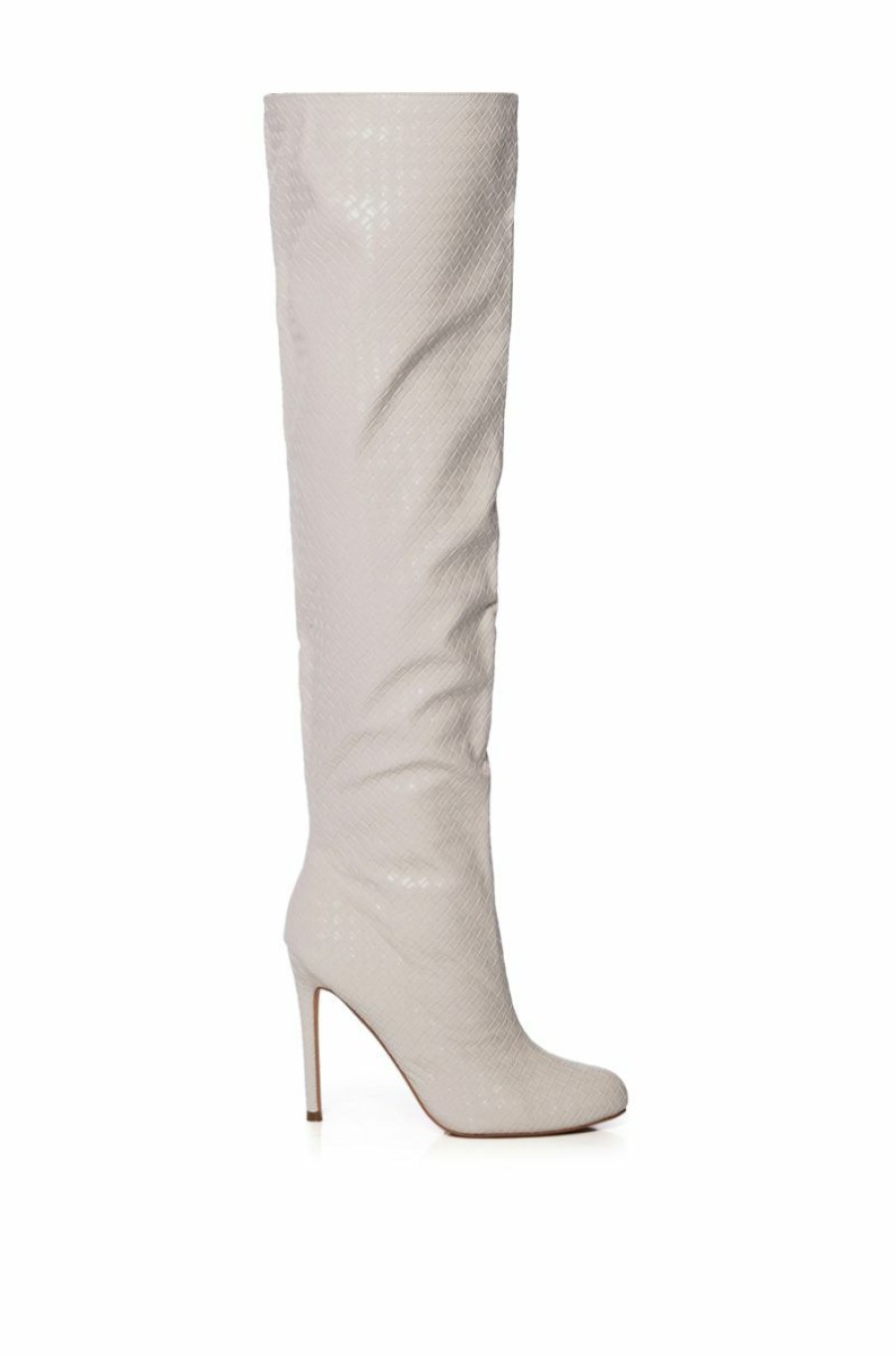 Shoes * | Ronnie Weaved Thigh High Boot In Cream