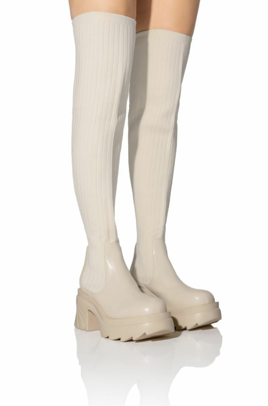 Shoes * | Margot Knit Stretch Boot In Cream