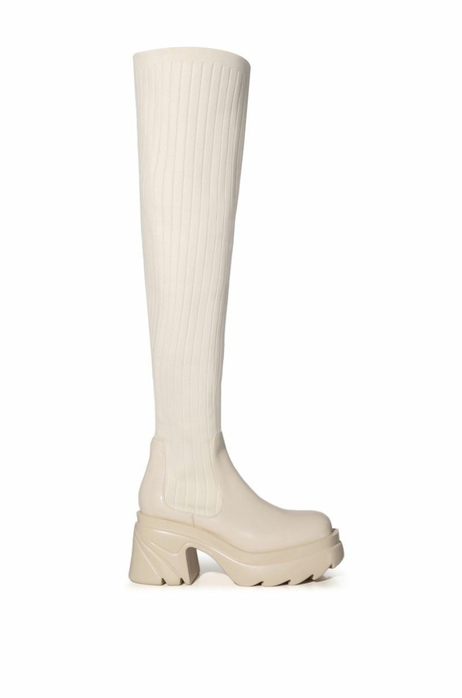 Shoes * | Margot Knit Stretch Boot In Cream