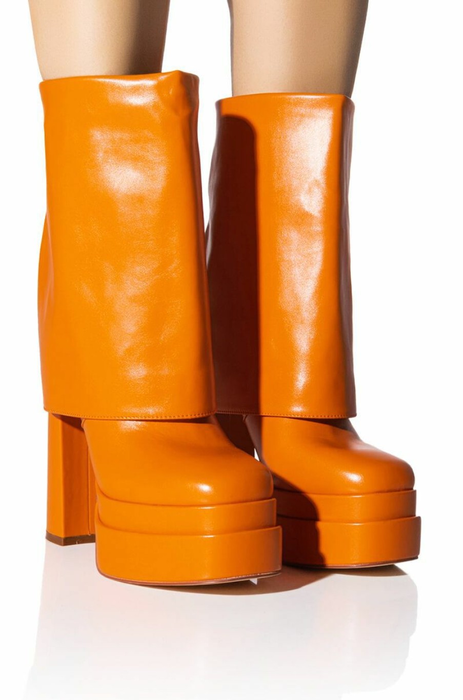 Shoes * | Azalea Wang Baby Fold Over Bootie In Orange