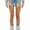 Bottoms * | Fresh Out The Runway Rhinestone Denim Short Light Blue