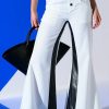 Bottoms * | Always On Faux Leather Contrast Trouser White Black