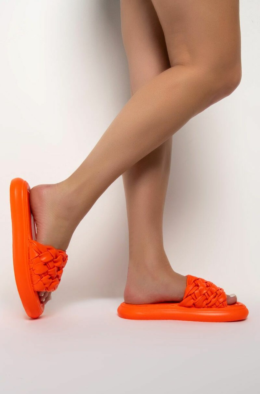 Shoes * | Azalea Wang Lets Lose It All Flat Sandal In Orange