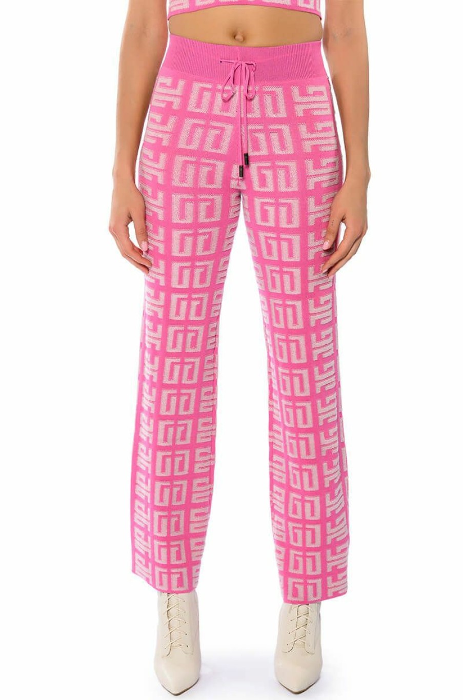 Bottoms * | Blown Away Wide Leg Knit Pant Pink