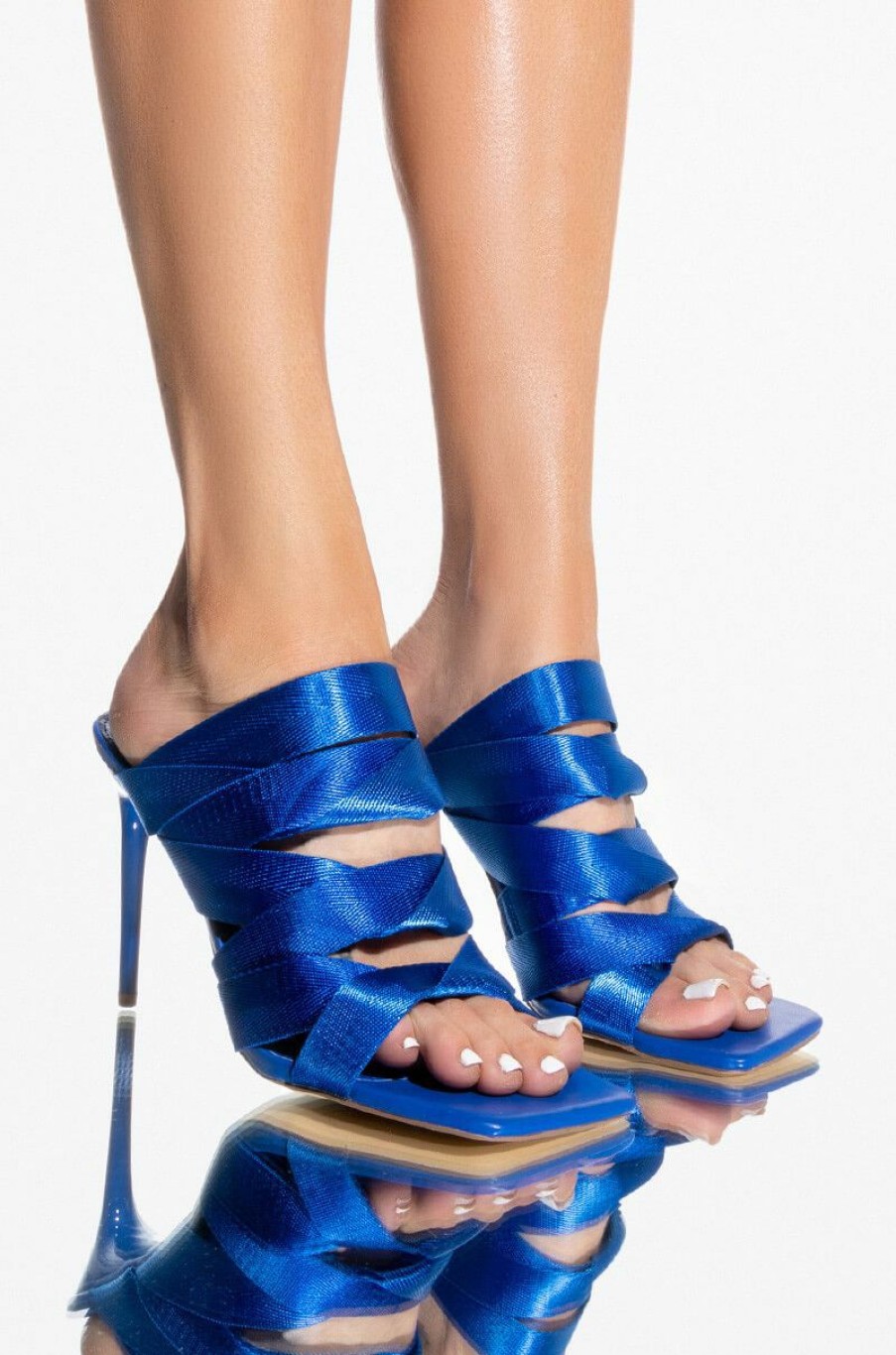 Shoes * | Strap In Stiletto Mule Sandal In Blue