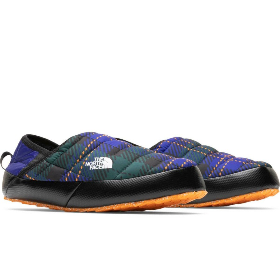 Women'S & Unisex * | The North Face Women'S Thermoball Traction Mule V Green Plaid Print/Blue