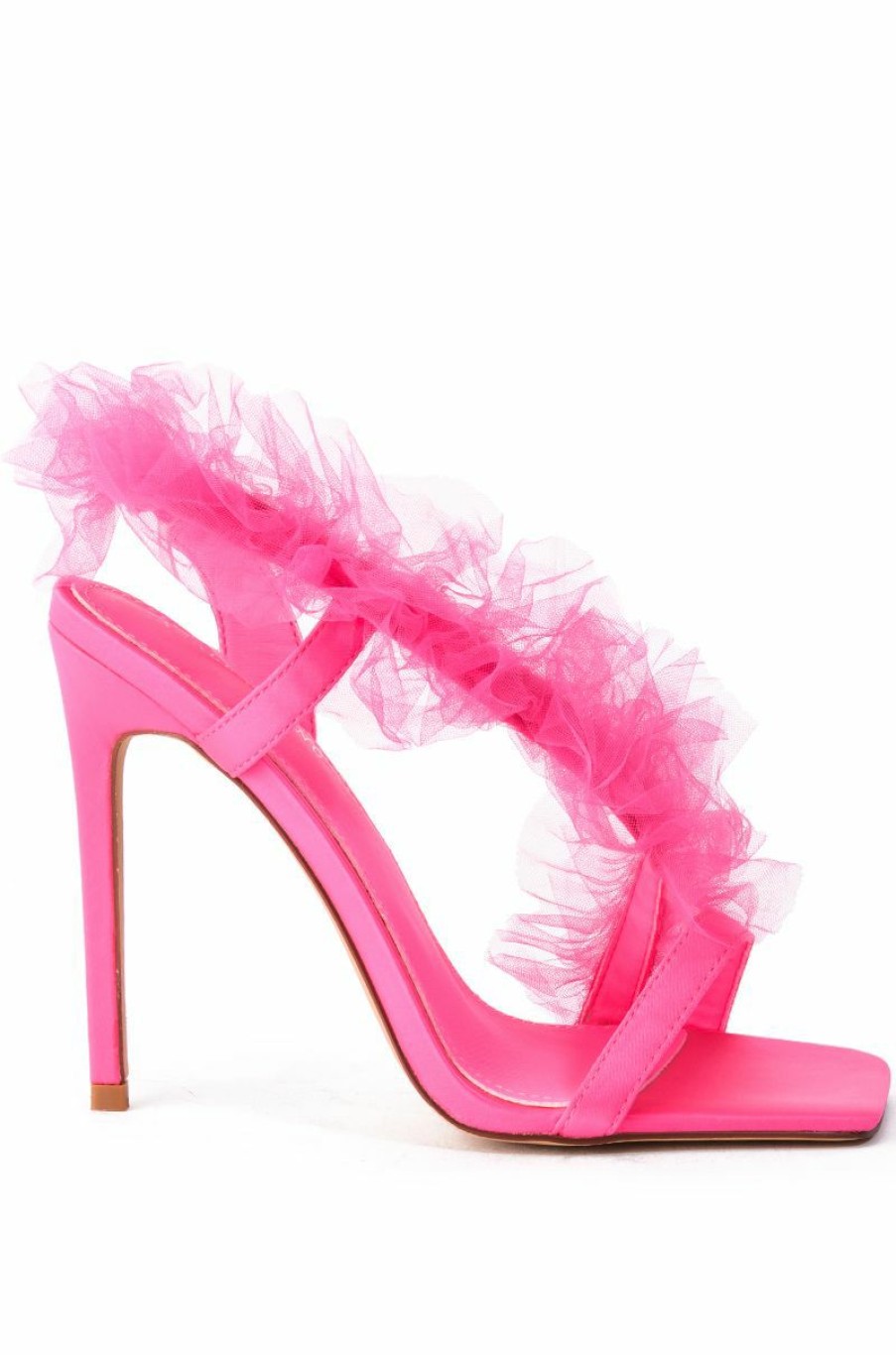 Shoes * | Azalea Wang Grapefruit Tulle Stiletto Sandal In Pink