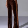 Bottoms * | Gabrielle Velvet Flare Trouser Brown