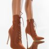 Shoes * | Azalea Wang Light Me Up Stiletto Bootie In Rust