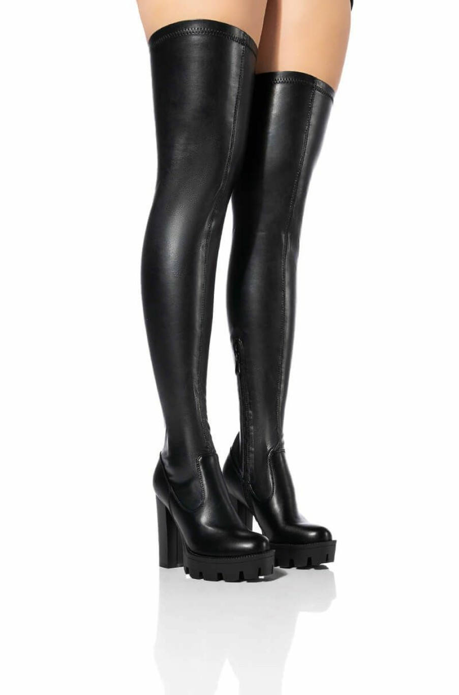 Shoes * | Azalea Wang Ashland Knee High Boot With 4 Way Stretch In Black