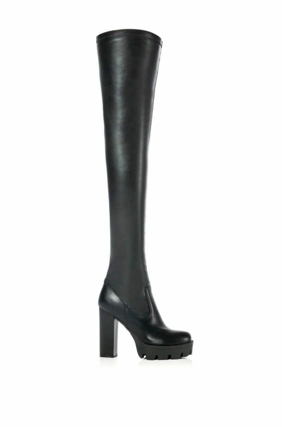 Shoes * | Azalea Wang Ashland Knee High Boot With 4 Way Stretch In Black