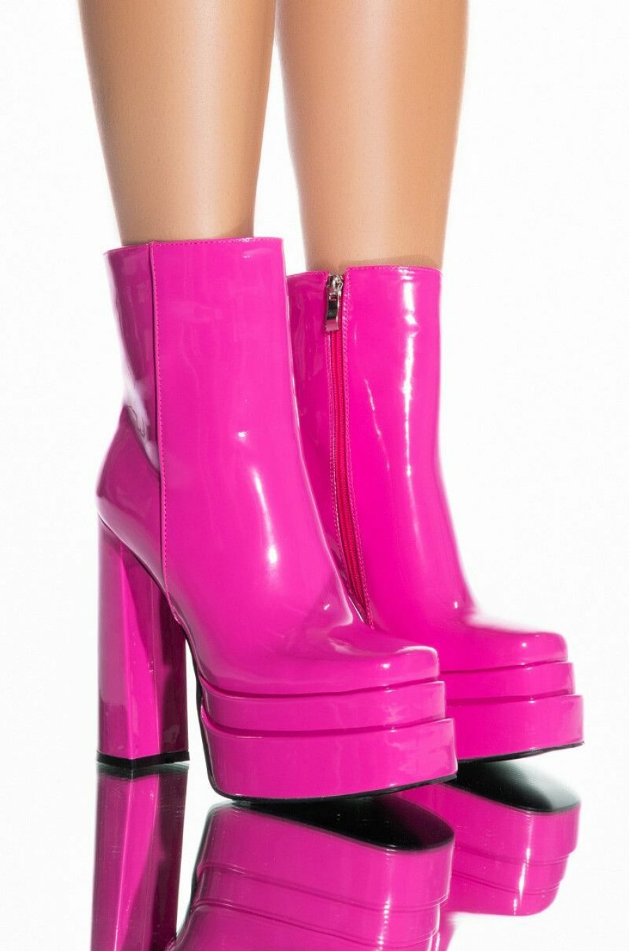 Shoes * | Azalea Wang Candy Paint Chunky Platform Bootie In Fuchsia