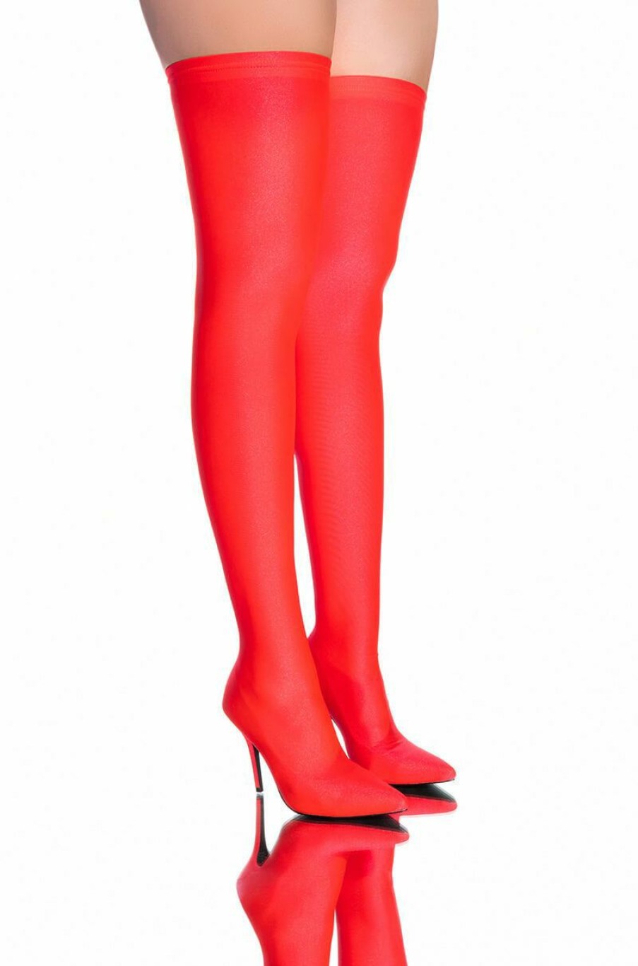 Shoes * | Azalea Wang Star Stretch Love Struck Ultra Thigh High Stiletto Boot In Red