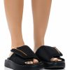 Shoes * | Azalea Wang Calico Flat Slip On Sandal In Black