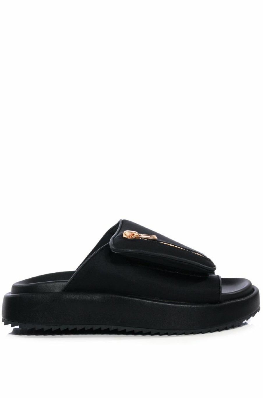 Shoes * | Azalea Wang Calico Flat Slip On Sandal In Black