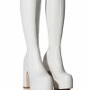 Shoes * | Azalea Wang Let'S Go Party Pu Chunky Platform Boot In White