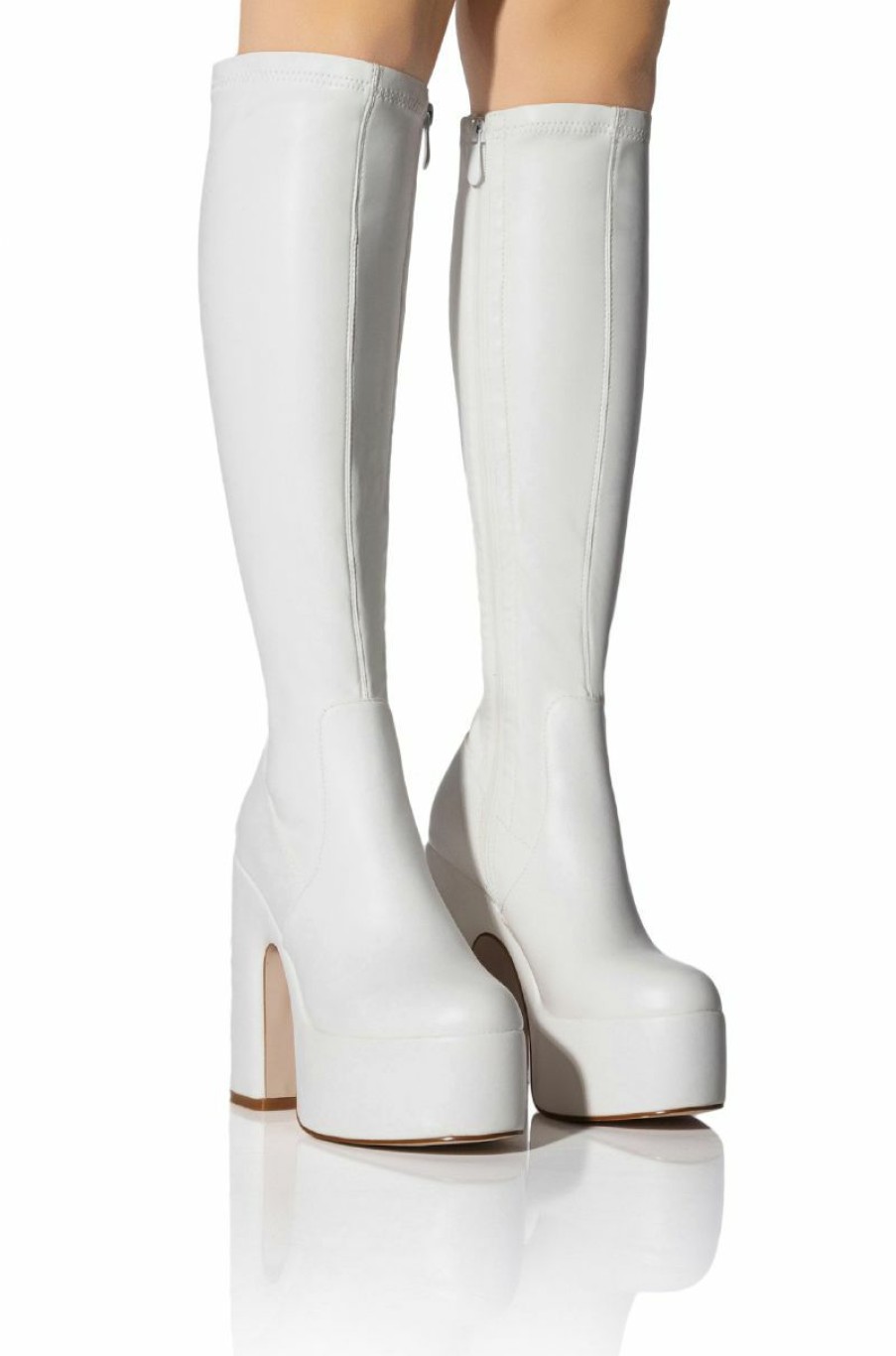 Shoes * | Azalea Wang Let'S Go Party Pu Chunky Platform Boot In White