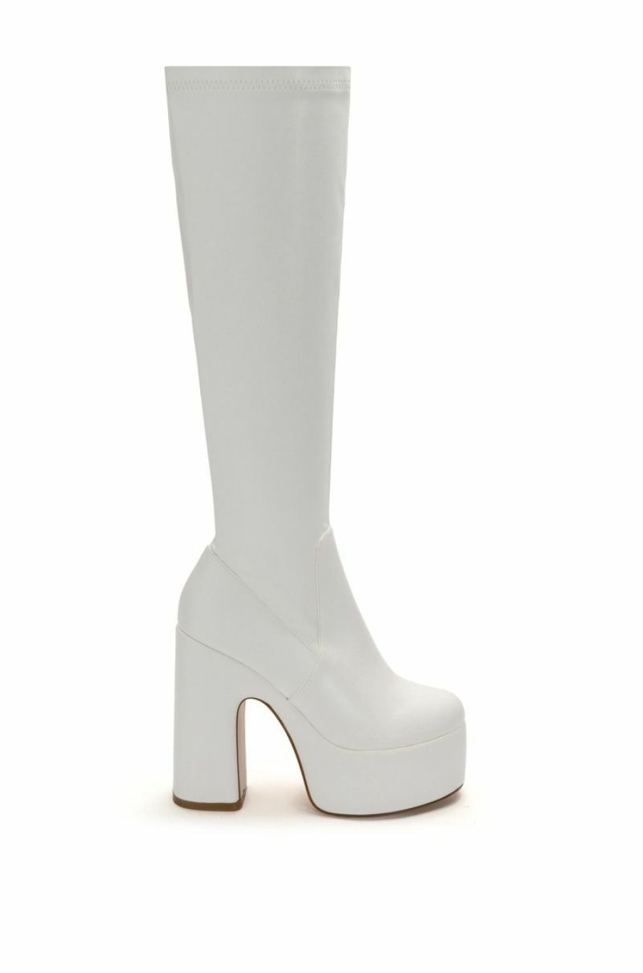 Shoes * | Azalea Wang Let'S Go Party Pu Chunky Platform Boot In White