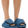 Shoes * | Azalea Wang Calico Slip On Sandal In Blue Denim