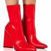 Shoes * | Azalea Wang Simply Irresistible Chunky Pu Bootie In Red