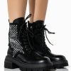 Shoes * | Azalea Wang She'S Thriving Flatform Bling Combat Boot In Black