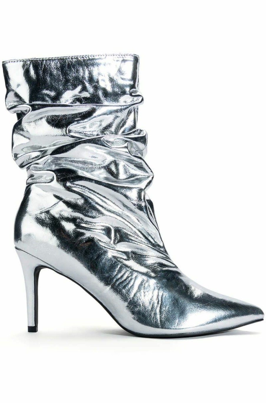 Shoes * | Azalea Wang Ariella Slouch Stiletto Bootie In Silver