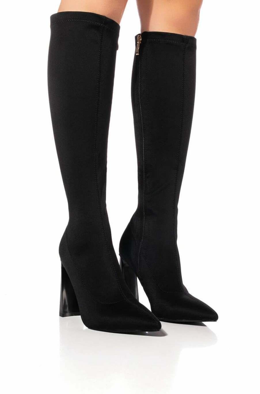 Shoes * | Azalea Wang Estate Neoprene Knee High Boot In Black