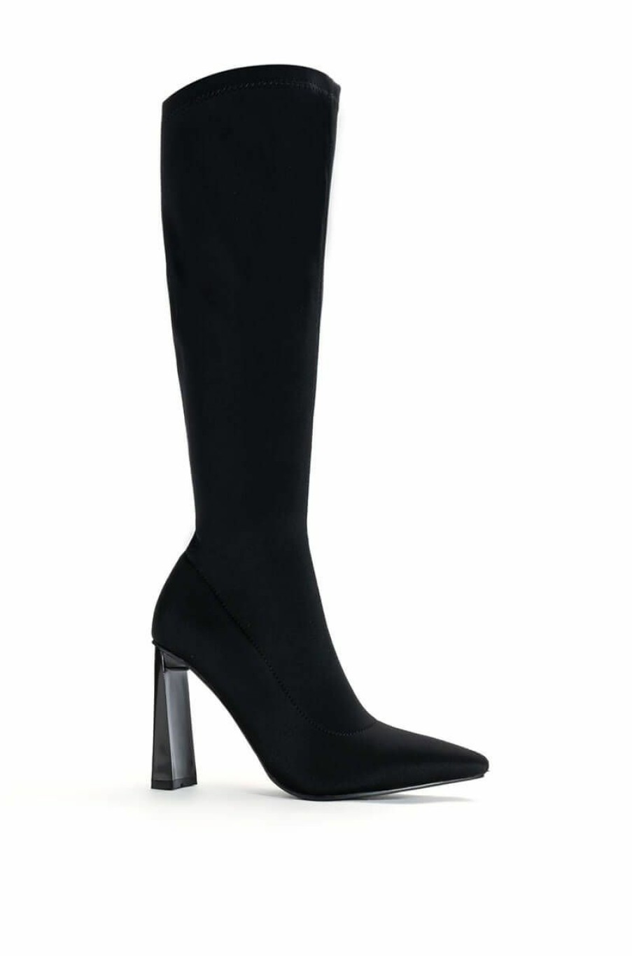 Shoes * | Azalea Wang Estate Neoprene Knee High Boot In Black