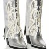 Shoes * | Azalea Wang Esperanza Western Style Bootie In Metallic Silver