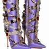 Shoes * | Azalea Wang Martinez Embellished Bootie In Purple