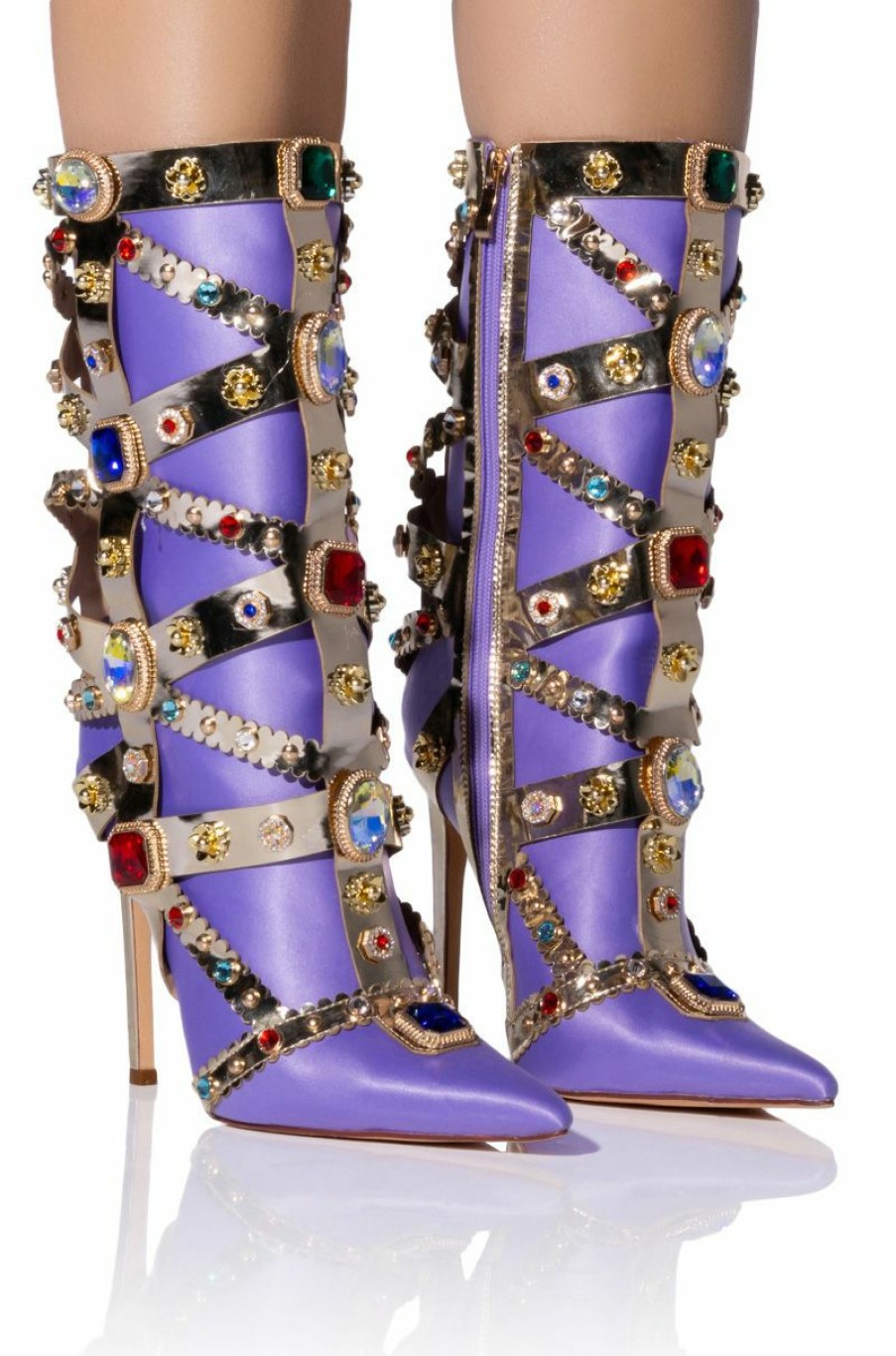 Shoes * | Azalea Wang Martinez Embellished Bootie In Purple