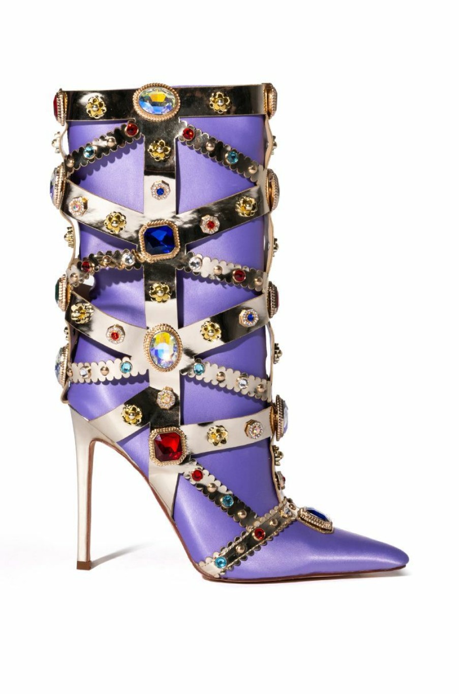 Shoes * | Azalea Wang Martinez Embellished Bootie In Purple